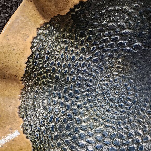 Handmade Ceramic plate with Rustic edge and scale texture. - Picture 3 of 9